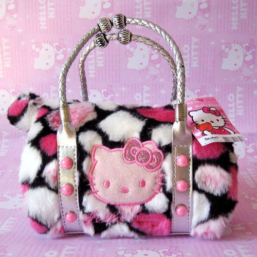   Rose Hello Kitty Plush handbag Hand Bag Tote Make Up Bag 2202  