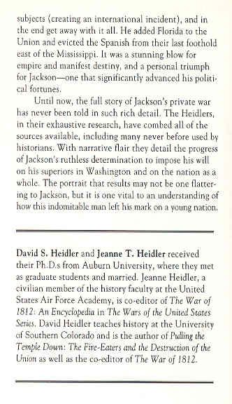 Old Hickorys War Andrew Jackson book Heidler  