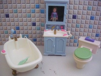 Fisher Price Loving Family Dollhouse Bathroom Vanity Claw foot Tub 