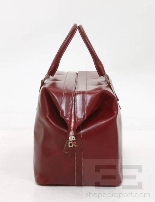 Tanner Krolle Red Leather & Silver Hardware Duffel Bag  