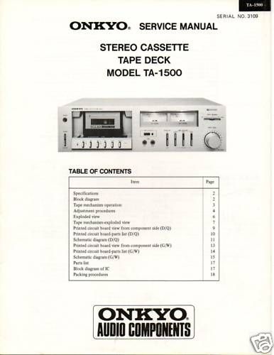 Original Service Manual Onkyo TA 1500 Cassette Deck  