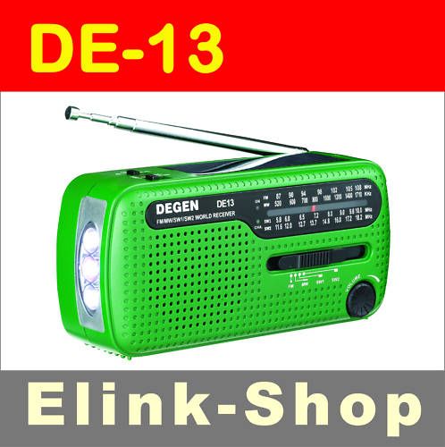 DEGEN DE13 FM/ AM/ SW Hand Cranking + Solar Power Radio  