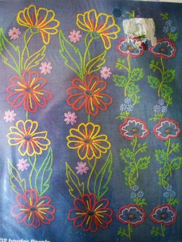 Vogart 1975 embroidery transfer kit floral flowers  