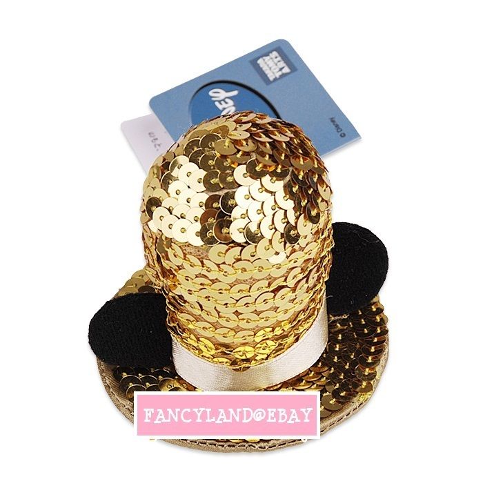   Mickey Mouse Costume *Golden Sequin Hat with Mickey Ears* Hair Clip