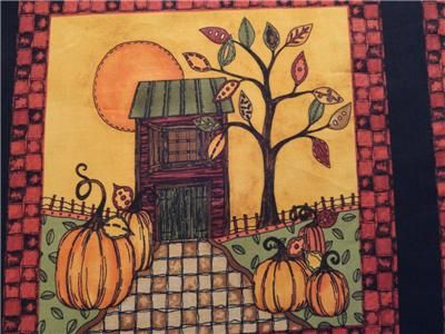 New Fall Harvest Moon Fabric Panel 23 Autumn Thanksgiving Pumpkin 