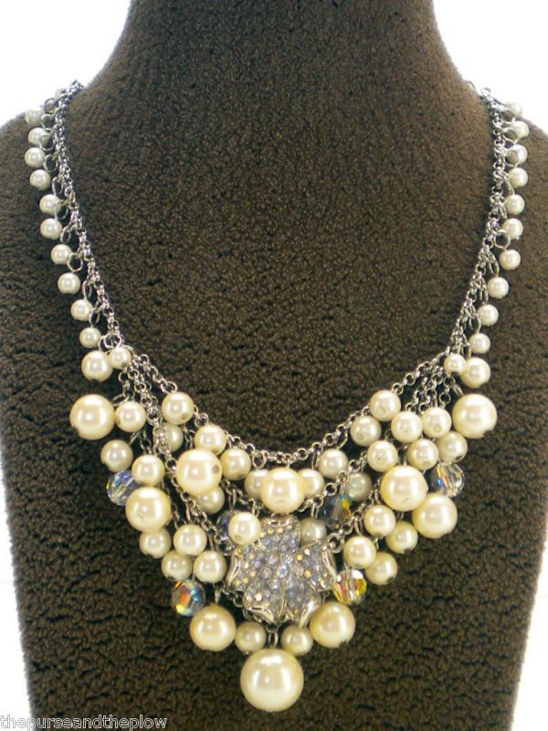 NEW CAROLEE CRYSTAL & FAUX PEARL NECKLACE $125 NWT  