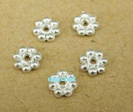 Findings Spacer Beads Silver Plated 300pcs Daisy Flower  