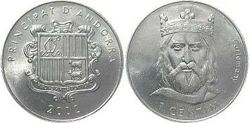 Andorra 2002 1 Centim UNC   Charlemagne (KM176)  