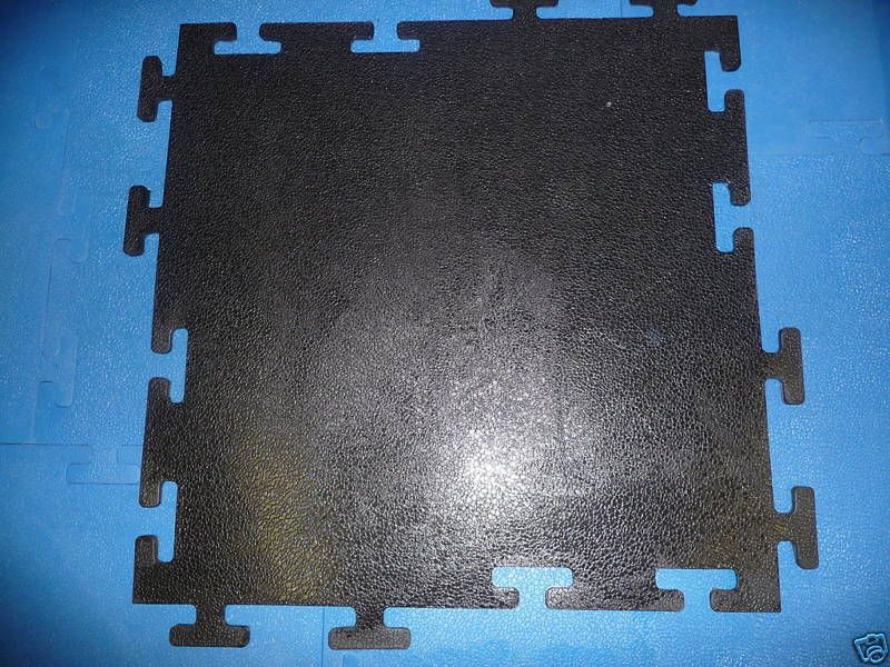 Black Rubber Gym Tiles 24x24x7/16 Interlocking tiles  