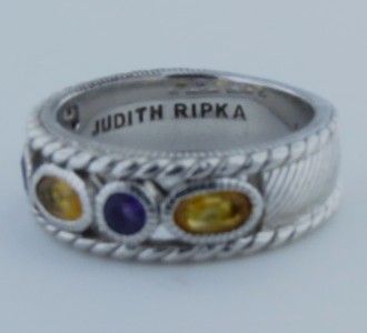 JUDITH RIPKA STERLING SILVER AND GEMSTONE STACKING RINGS  