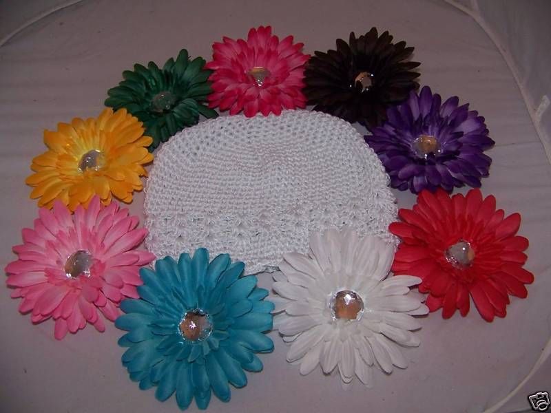 new GIRLS crochet KUFI HAT you pick 1 color GLITZ daisy  