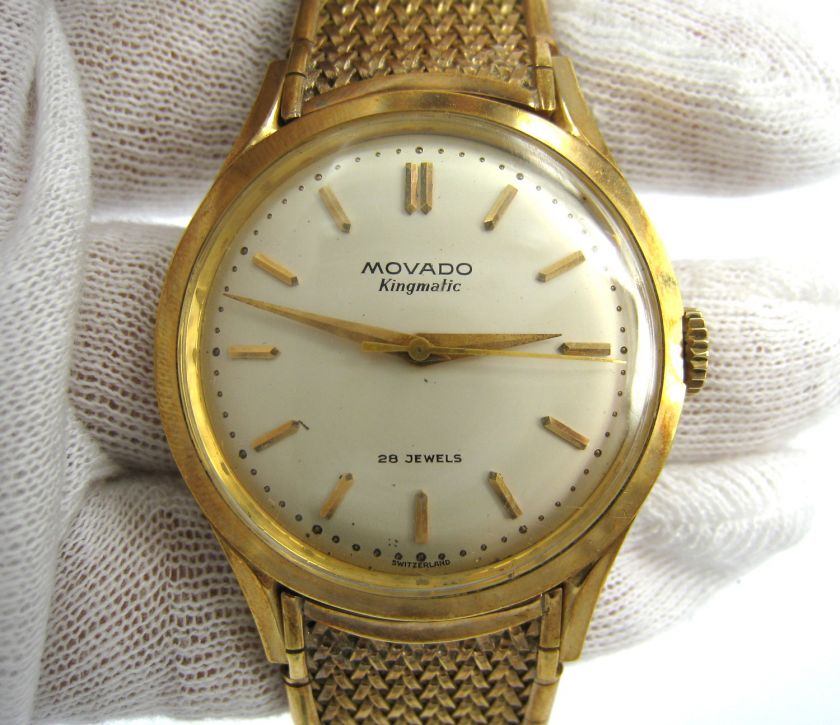 Movado Kingmatic 28 Jewel Automatic 18K Rose Gold Mens Watch  