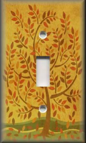Light Switch Plate Cover   Folk Art   Country Fall Tree  