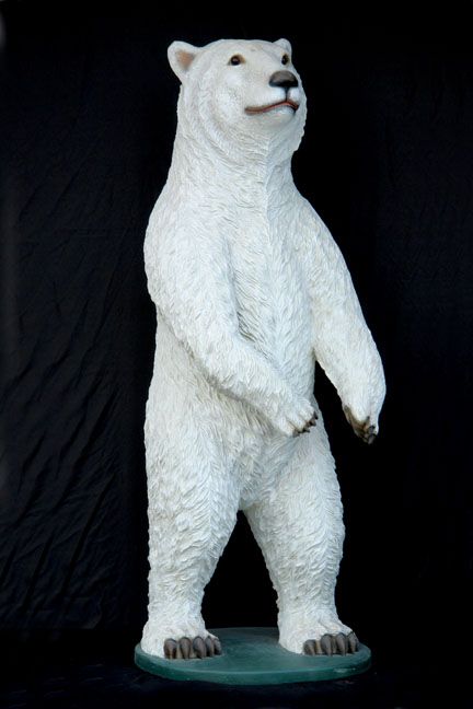 White Polar Bear Standing Life Size Statue Replica 7FT  