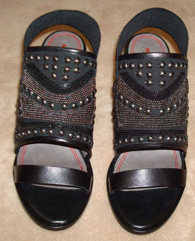 Miss Sixty SADE Black Leather Embellished Shoes Heels  