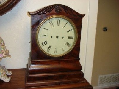 ENGLISH BRACKET CLOCK DOUBLE FUSEE MOVEMENT MAHOGANY CASE  